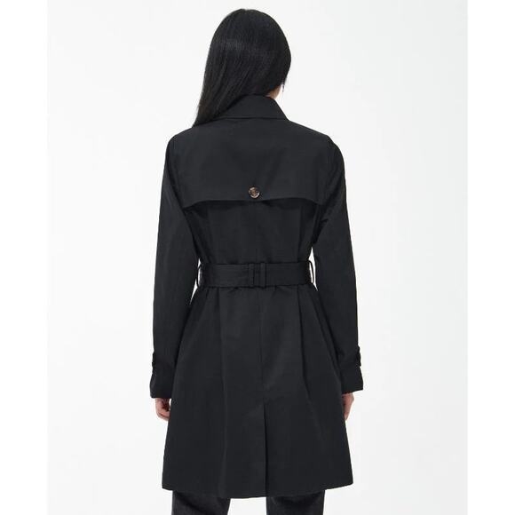 BARBOUR SHORT GRETA SHOWERPROOF TRENCH COAT BLACK - Picture 4 of 11